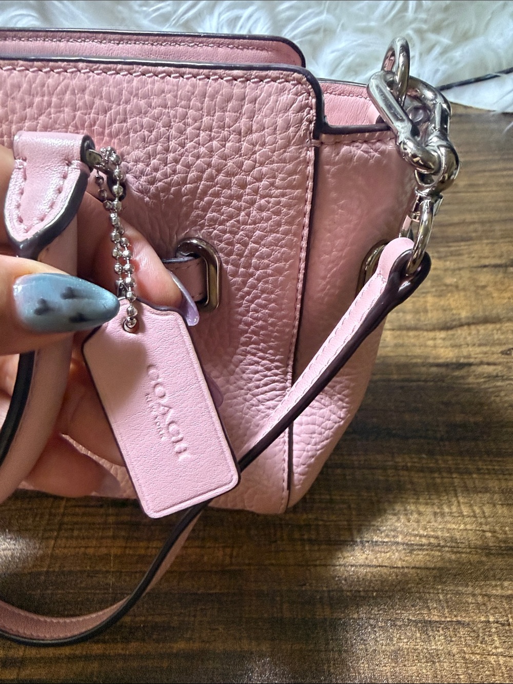 COACH Pink Pebbled Leather Mini Satchel - Picture 6 of 10